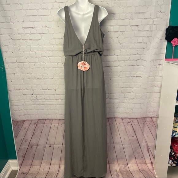 Show Me Your MuMu NEW Gray Sleeveless Kendall Maxi Bridesmaid dress Sz Medium - Picture 5 of 13